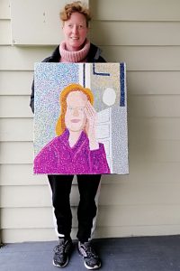 Sarah Griffin with her self portrait